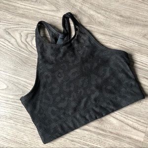 Lux Leopard Mesh Active Sports Bra in Black